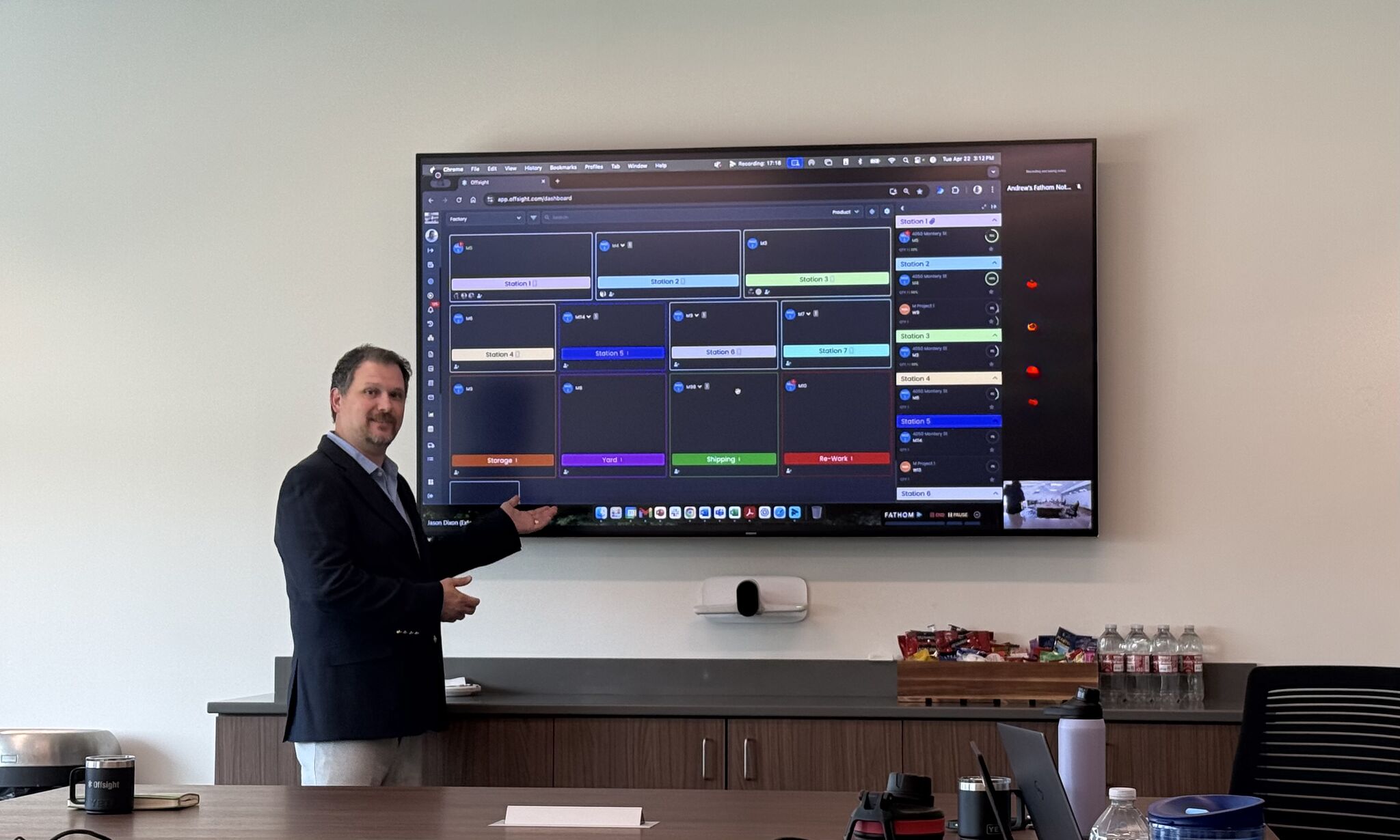 Executive walkthrough reviewing a live factory dashboard