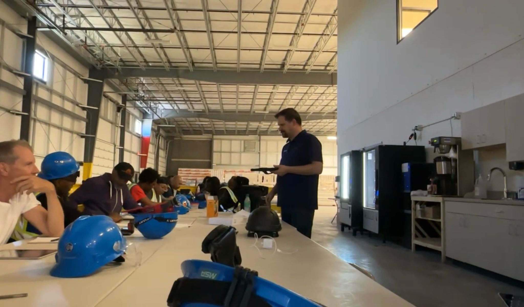 Operator training session with a production crew